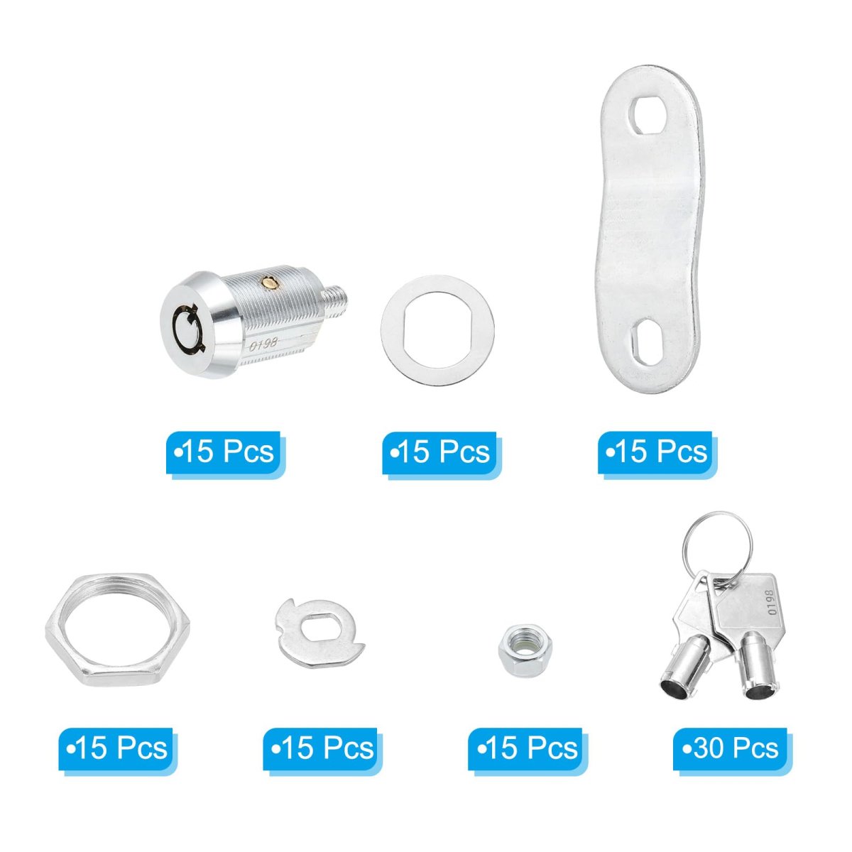 1 8 Inch Cabinet Locks With Iron Key 15 Pack Cam Replacement Cylinder Toolbox Keyed Alike For Rv Drawer Storage Cart Mailbox