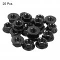 Uxcell M10x1 25mm Serrated Flange Hex Lock Nuts 25pcs 304 Stainless Steel Non-slip Metric Hexagon Nut Full Thread Bright Finish
