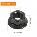 Uxcell M10x1 25mm Serrated Flange Hex Lock Nuts 25pcs 304 Stainless Steel Non-slip Metric Hexagon Nut Full Thread Bright Finish
