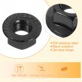 Uxcell M10x1 25mm Serrated Flange Hex Lock Nuts 25pcs 304 Stainless Steel Non-slip Metric Hexagon Nut Full Thread Bright Finish
