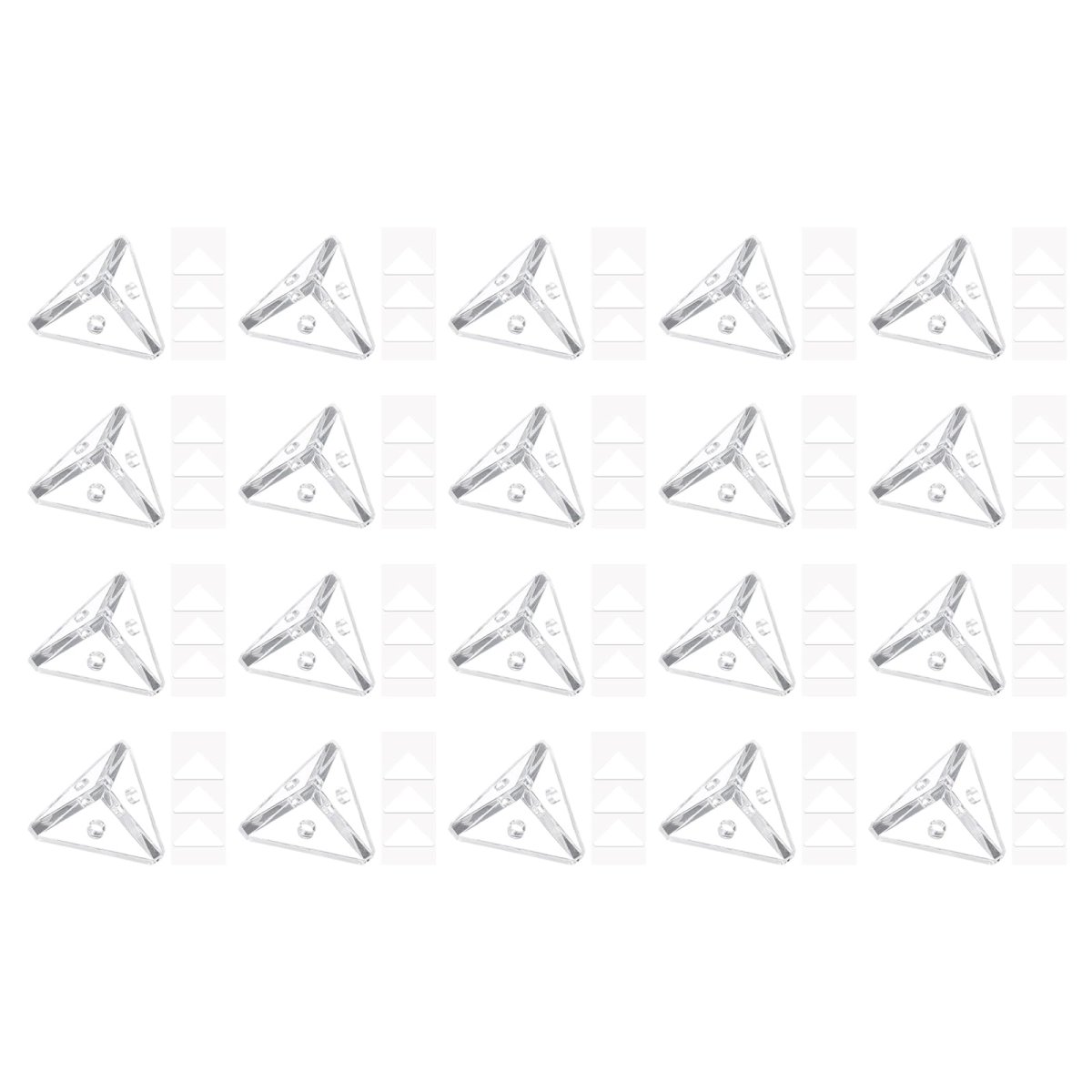 20 Set Acrylic Corner Bracket 3-hole Triangle Connector Joint Hanger Brace Brackets Transparent W Sticker For Diy Display Box