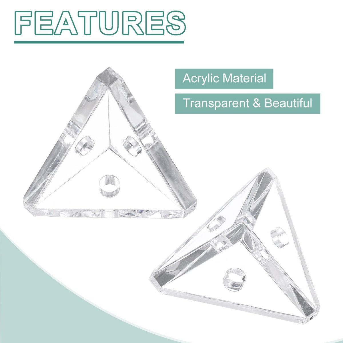 20 Set Acrylic Corner Bracket 3-hole Triangle Connector Joint Hanger Brace Brackets Transparent W Sticker For Diy Display Box