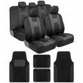 Forza Series Charcoal Gray Seat Covers And Floor Mats Set Universal Fit Interior Protector For Auto Truck Van Suv Os-319 Mt-202 