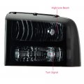G-plus Headlights Assembly Compatible With 2005 2006 2007 Ford F250 F350 Super Duty Bumper Headlamp Smoky Lens Black Housing