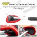 Inside Car Window Cleaning Tool Kit With 4 Washable Microfiber Pads Extendable Handle And 180 Degrees Swivel Triangular Head