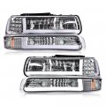 2pcs Chrome Headlights For 1999-2002 Chevy Silverado 1500 2500 99-02 2001-2002 1500hd 2500hd 3500 01-02 Led Modified Style 