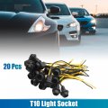Uxcell 20pcs T10 W5w Led Lamp Car Wedge Light Bulb Socket Holder Extension Connector Adapter Replacement Black Rubber