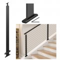 Muzata 30a Slope Post Knee Wall 36 X1 X2 Adjustable Top -drilled Stair Cable Railing Stainless Steel Black Finish Wood Deck 