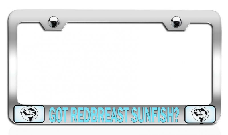 Redbreast Sunfish Fishing Chrome Metal License Plate Frame Heavy Duty Stainless Steel Tag Holder For Us And Canada Vehicles 12