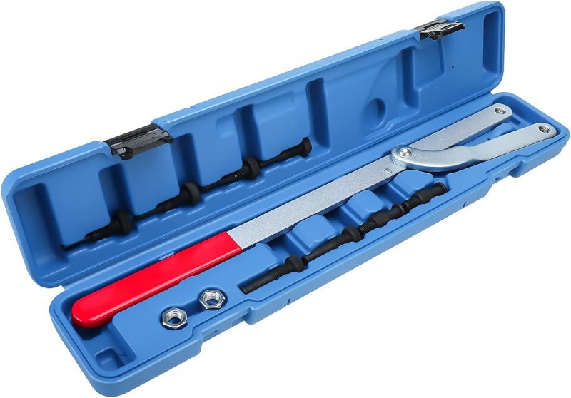 Universal Pulley Holder Interchangeable Fan Clutch Tool Kit Adjustable Wrench 1 5 To 8 625 In With 4 Step Pins And Storage Case