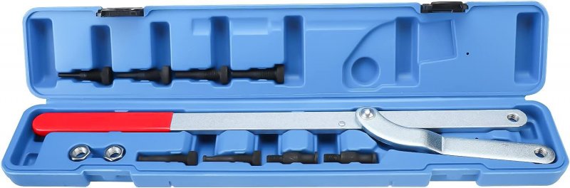 Universal Pulley Holder Interchangeable Fan Clutch Tool Kit Adjustable Wrench 1 5 To 8 625 In With 4 Step Pins And Storage Case