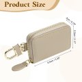 Genuine Leather Car Key Fob Case Universal Holder Zipper Bag For Men Women Light Brown