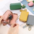 Genuine Leather Car Key Fob Case Universal Holder Zipper Bag For Men Women Light Brown