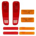 Hecasa 8pcs Tail Lights Front Parking Side Markers Kit For 1973-1977 Ford Pickup Red Amber Lens 