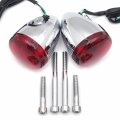 Httmt- Chrome Rear Turn Signal Indicator Light With Red Lens Compatible H-d Xl1200 Xl883 Softail Flde Flhc Flsb P N