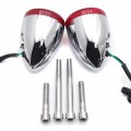 Httmt- Chrome Rear Turn Signal Indicator Light With Red Lens Compatible H-d Xl1200 Xl883 Softail Flde Flhc Flsb P N