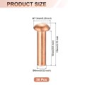 30 Pcs Copper Solid Rivets 5 32 X 8 Round Head Rivet Metal Fasteners Stud For Electrical Applications Finish Tone