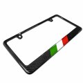 Ipick Image Real Black Carbon Fiber Italy Flag In Sports Stripe License Plate Frame