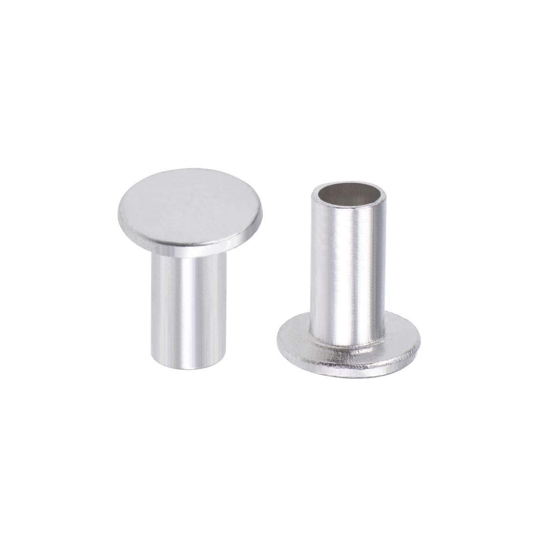 200 Pcs 4mm X 8mm Aluminum Flat Head Semi-tubular Rivets Silver Tone