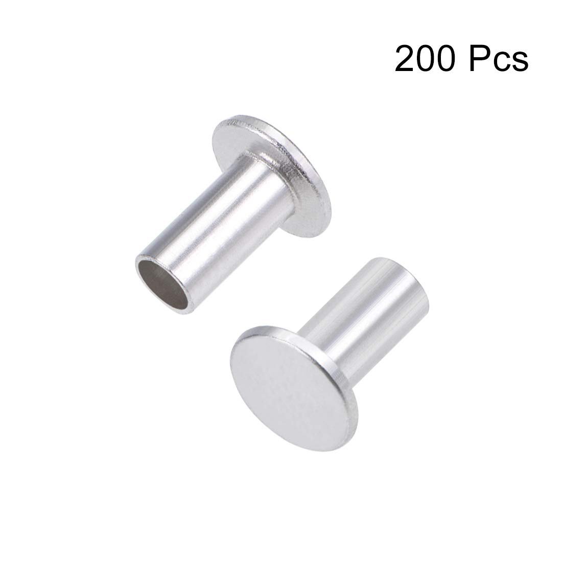 200 Pcs 4mm X 8mm Aluminum Flat Head Semi-tubular Rivets Silver Tone