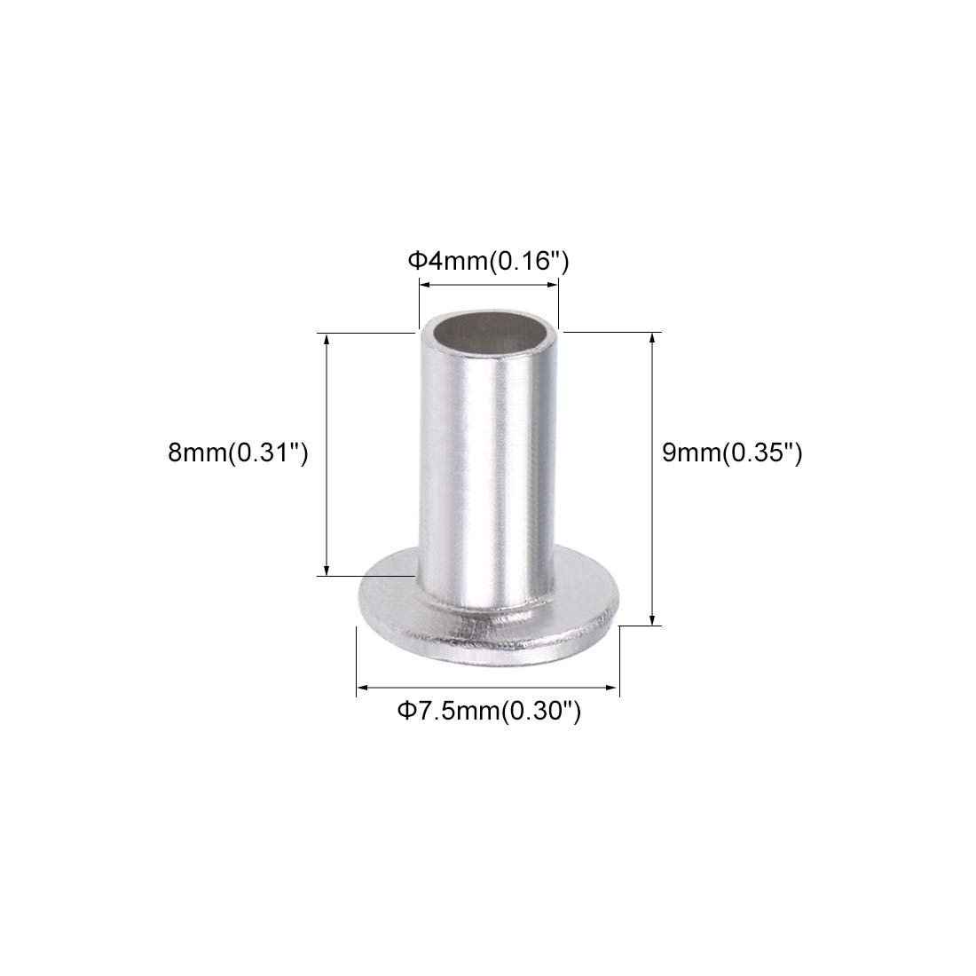 200 Pcs 4mm X 8mm Aluminum Flat Head Semi-tubular Rivets Silver Tone
