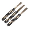 3pcs Reduced Shank Twist Drill Bits 17mm Black Nitride Gold Titanium Coated High Speed Steel 4341 With 10mm For Stainless Alloy 