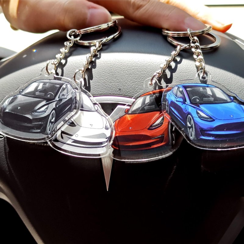 Kikimo Keychain For Tesla Model 3 Ychain Acrylic Key Chain Key Ring And Accessorieeychain For Tesla Model 3 Model Y Teslachain