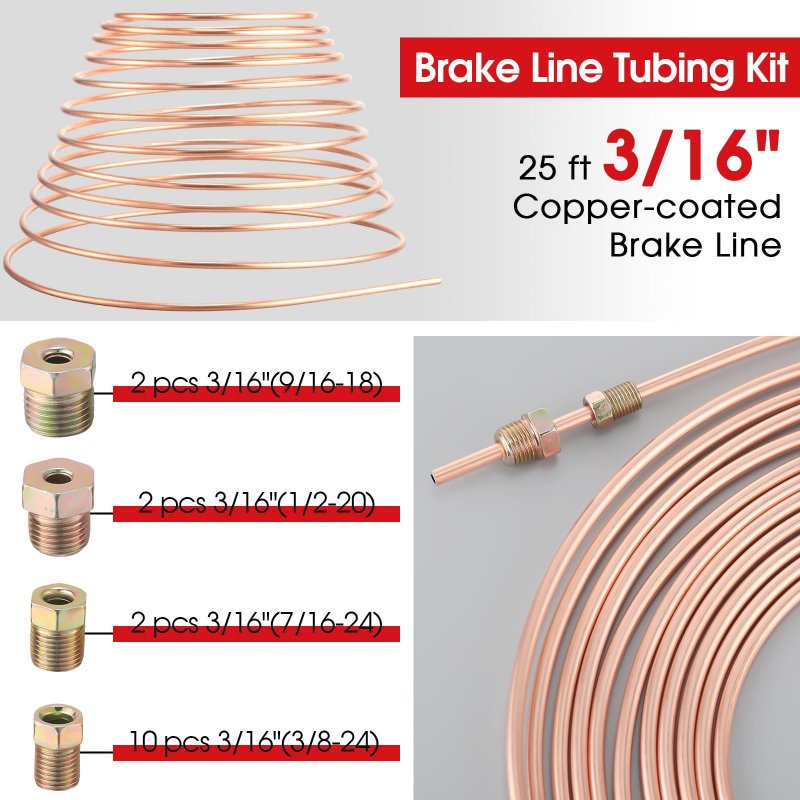 Willbond 31 Pcs Double And Single Flaring Tool Kit 25 16 Copper Coated Brake Line Tubing Tube Bender 3 8 -24 Threads Fittings