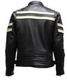 Leather Motorcycle Jacket With Gray Racing Stripes Size 3xl Xxx-large 56-58