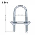 Uxcell Round U-bolts 8 Sets 0 98 25mm Inner Width 70mm Length Steel M6 With Nut Plate Washer