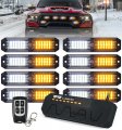 Lumenix Grille Strobe Lights Kits For Trucks W Controller 8pcs High-intensity White Amber Led Deck Surface Mount Emergency 