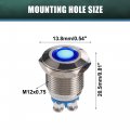 X Autohaux 5 Pcs Led Indicator Light 12mm 12v Ac Dc Metal Shell Waterproof Pilot Dash Signal Lamp For Car Truck Boat Interior