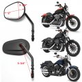 8mm Black Motorcycle Teardrop Rear View Mirrors For Sportster Xl 883 1200 Road King V-rod Street Glide Electra Dyna Softail