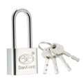 Uxcella Stainless Steel Padlock 30mm Body Wide Chrome Finish Harden Long Shackle Keyed Different