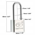 Uxcella Stainless Steel Padlock 30mm Body Wide Chrome Finish Harden Long Shackle Keyed Different