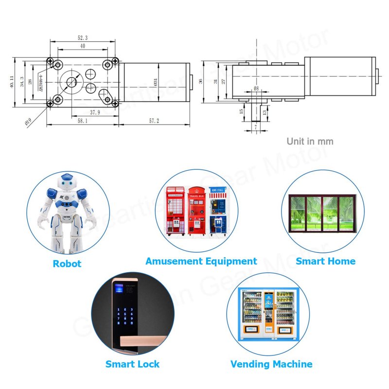 Dc 12v 5rpm 15kg Cm 8mm Single Shaft Self-locking Reversible Worm Gear Motor With Cable High Torque Speed Reduction Turbine