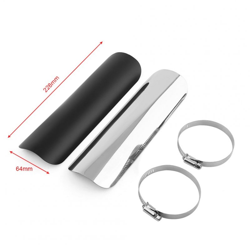Motorcycle Exhaust Pipe Heat- Muffler Staight Cover For 50mm-70mm Diameter Silver