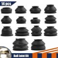 14pc Universal Ball Head Joint Boot Covers Turn To Rod Arm Dust Rubber Track Ends Linkages Car Suspension Steering Replacement