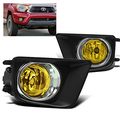 Bumper Driving Yellow Fog Lights Lamps W Chrome Trim Bezels For 2012-2015 Toyota Tacoma Pickup 