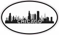 Stickertalk Oval Chicago Skyline Vinyl Sticker 5 Inches By 3 
