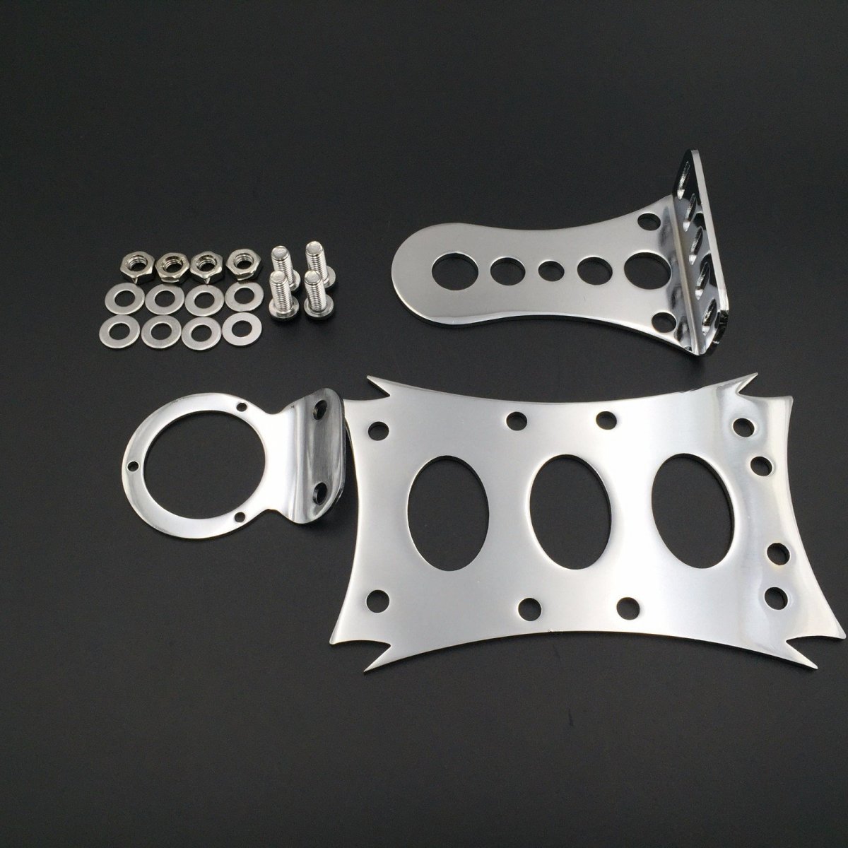 Motorcycle Side Mount License Plate Bracket With Integrated Led Tail Brake Light 7x4 In Horizontal Vertical Zigzag For Bobber