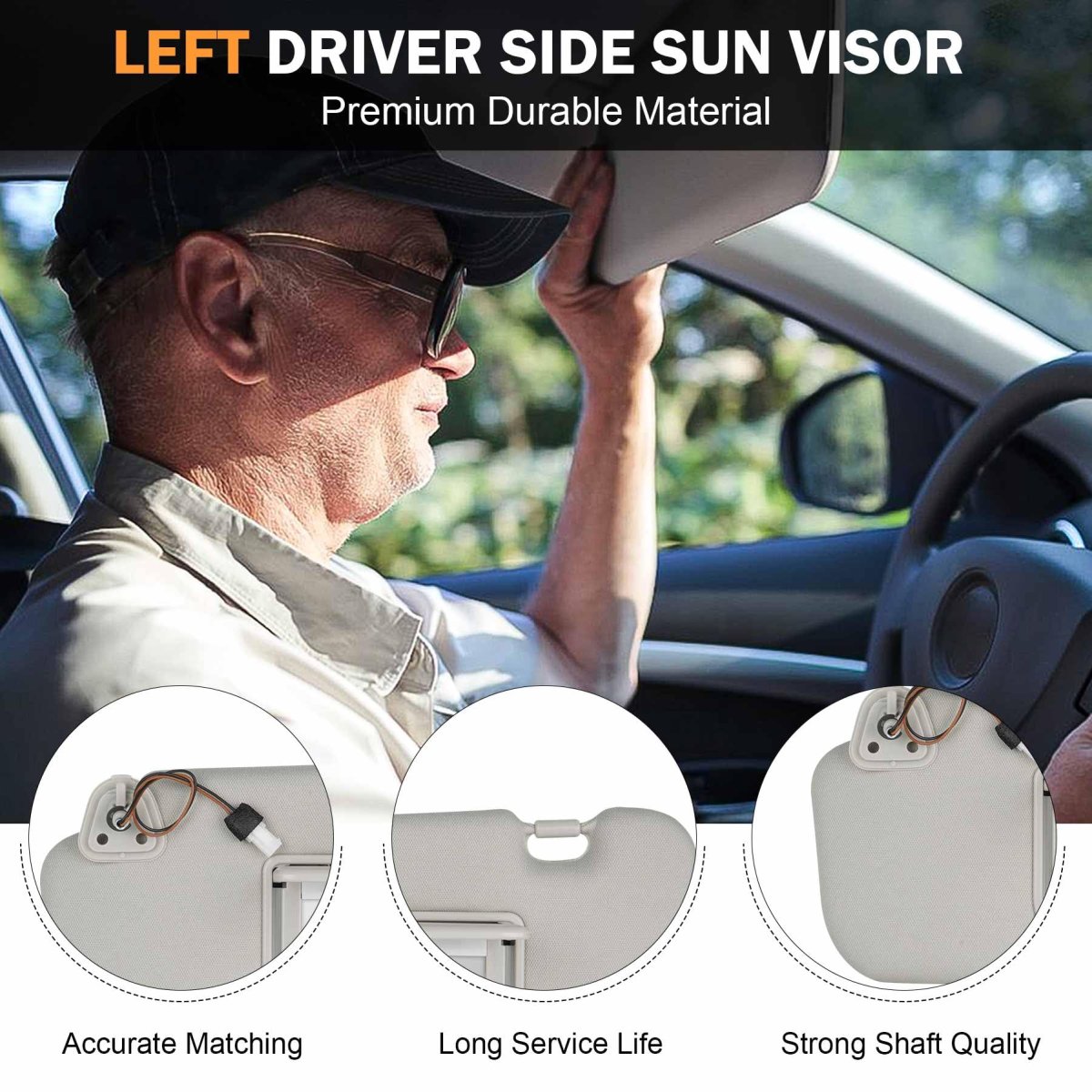 Gray Passenger Side Sun Visor Fit For Nissan Murano 2009 2010 2011 2012 2013 2014 Replaces 96401-1aa1b