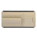 Beige Universal Car Sun Visor Organizer Sunglasses Case Storage Pocket Hook And Loop Tape Abs Pu Leather For Suv Rv Truck 