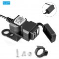 Motorcycle Usb Abs Black 12v Dual Port Waterproof Handlebar 5v 1a 2 Adapter Phone Power Outlet 12-24v