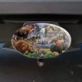 Yellowstone National Park Wyoming Montana Idaho Animals Wolf Bear Fox Bison Oval Tow Trailer Hitch Cover Plug Insert
