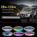 Nicoko 7 Inch 36w Led Light Bar with Chasing Rgb Halo 10 Solid Multi-colors Over 72 Flashing Modes for Driving Fog Lamp Offroad Suv Atv Truck Boat 