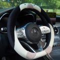 Inebiz Short Plush Velvet Car Steering Wheel Cover Cute Penguin Shaped 15 Universal Anti-slip And Warm Hand C-black D 