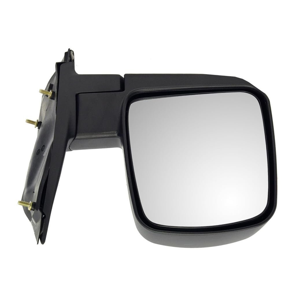 Door Mirror For Gmc Savana 1500 2500 3500 2003 To 2007 Black Plastic Housing Manual Adjustment Rectangular Glass Replacement