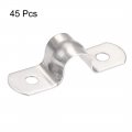 Uxcell 10mm 0 4 Rigid Pipe Strap 2 Holes Tube Straps 201 Stainless Steel Tension Clip Clamp 45pcs