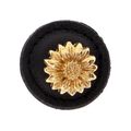 Vicenza Designs K1274 Carlotta Daisy Round Leather Knob Large Black Polished Gold 